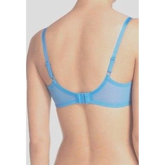 WACOAL Stark Beauty Lace Unpadded Underwire Bra Blue #855225 36DD NEW - Picture 4 of 5